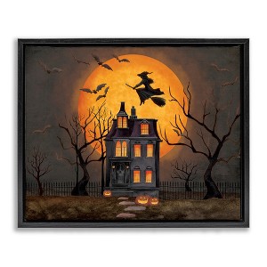 Stupell Industries Haunted Night Mansion Floating Frame Canvas Art - 1 of 4