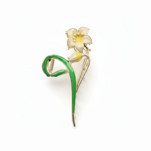 Anna-Kaci Tulip Flower Metal Hair Claw Clip with Enamel Petal and Leaf Detailing - 1 of 4