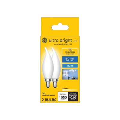GE 2pk 100W Ultra Bright LED CAC Decorative Light Bulbs Daylight