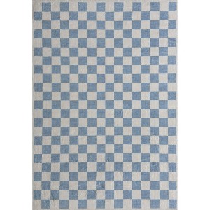Rug Branch Kids Metro Checkered Harbor Blue Indoor Soft Area Rug - 7' x 10' - 1 of 2