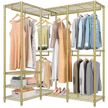 Timate L3 L Shape Garment Rack Heavy Duty Industrial Pipe Wall Mounted  Clothing Rack Storage Closet Kit, White