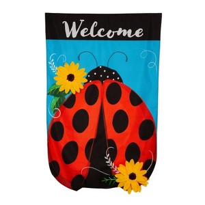 Ladybug Welcome Linen House Flag - 1 of 2