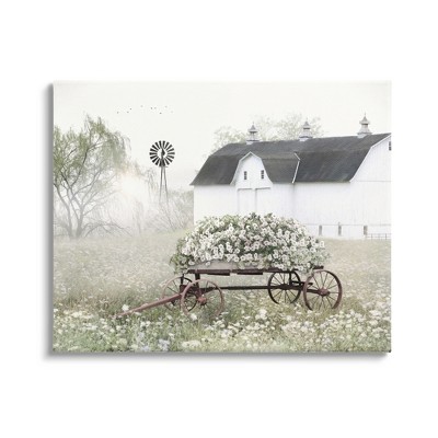 Stupell Industries Vintage Country Flower Wagon Gallery Wrapped Canvas Wall Art