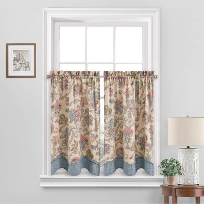 Set of 2 36"x52" Arezzo Window Tier Brown/Gray - Waverly