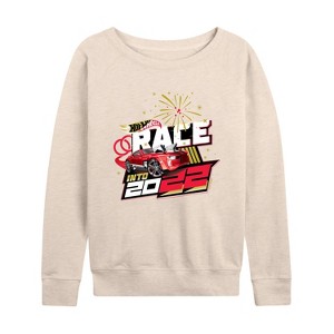 Women's - Hot Wheels - Holiday Merchandise Lightweight French Terry Wide Neck Long Sleeve Shirt - 1 of 4