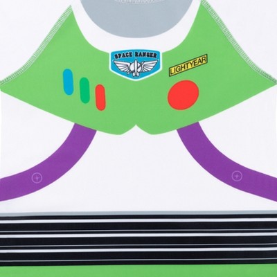 Disney Toy Story Little Boys' Cosplay 2-Piece Short Sleeve Raglan Swim Shirt and Board Shorts Outfit Buzz Lightyear White 5-6 — фото 6