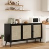 Lirago Black Rattan Sideboard 39.37"x15.75"x39.37"3-Door Kitchen Storage Cabinet with Natural Texture for Dining Room and Living Space - 2 of 4