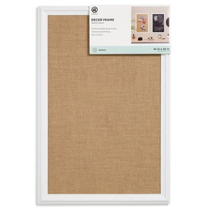 U Brands 20"x 30" Burlap Bulletin Board White Wood Frame: Cork Board for Wall, Presentation Board, Wall Mount - 1 of 4