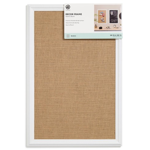 U Brands 20x 30 Burlap Bulletin Board White Wood Frame : Target
