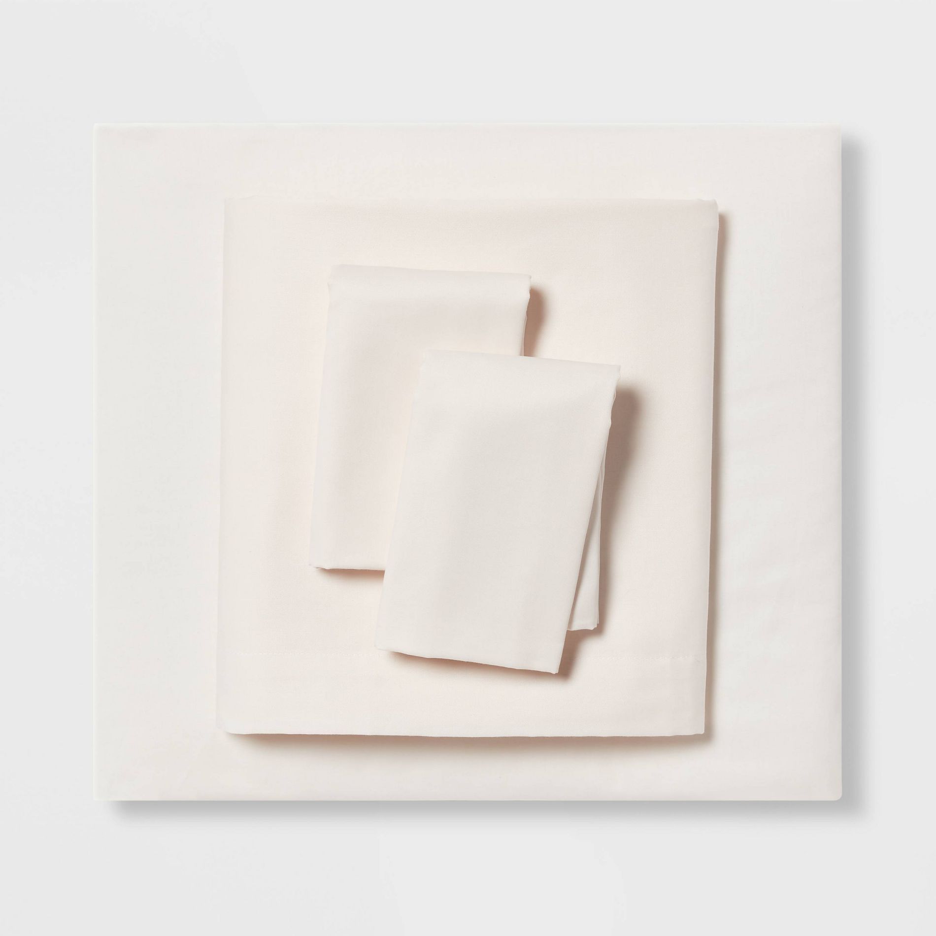 Twin/Twin XL Easy Care Cotton Blend Sateen Sheet Set Ivory - Room Essentials™