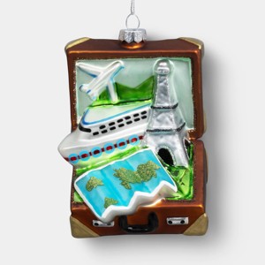 Glass Open Suitcase Travel Christmas Tree Ornament - Wondershop