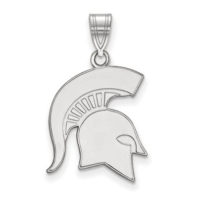 Black Bow Jewelry 14k White Gold Michigan State Spartans NCAA Large Pendant