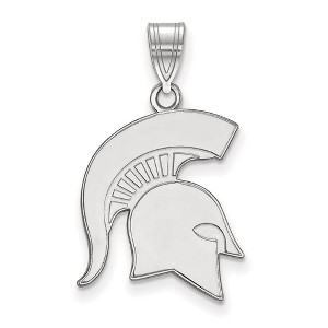 Black Bow Jewelry 14k White Gold Michigan State Spartans NCAA Large Pendant - 1 of 3