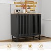 Lycvki 31in. MDF Dresser with Slatted Grille Striped Door and Metal Leg - 3 of 4