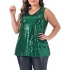 Agnes Orinda Women's Plus Size Sleeveless Front Sparkle Glitter Sequin V Neck Tank Top - 2 of 4