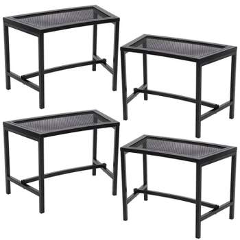 Sunnydaze Outdoor Lightweight and Portable Metal Patio Side End Table or Backless Bench Seat with Mesh Top - 23"