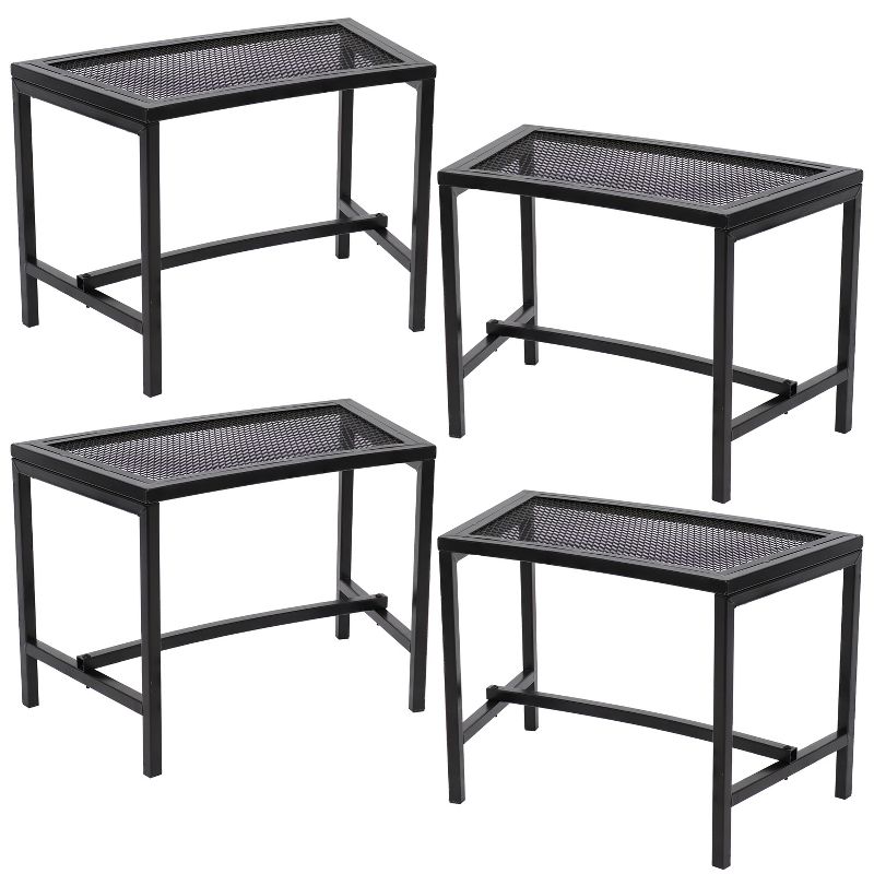 Sunnydaze Outdoor Lightweight and Portable Metal Patio Side End Table or Backless Bench Seat with Mesh Top - 23", 1 of 14