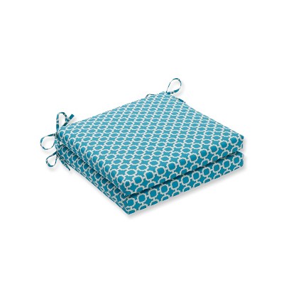 Hockley Teal 2pc Indoor/Outdoor Squared Corners Seat Cushion - Pillow Perfect