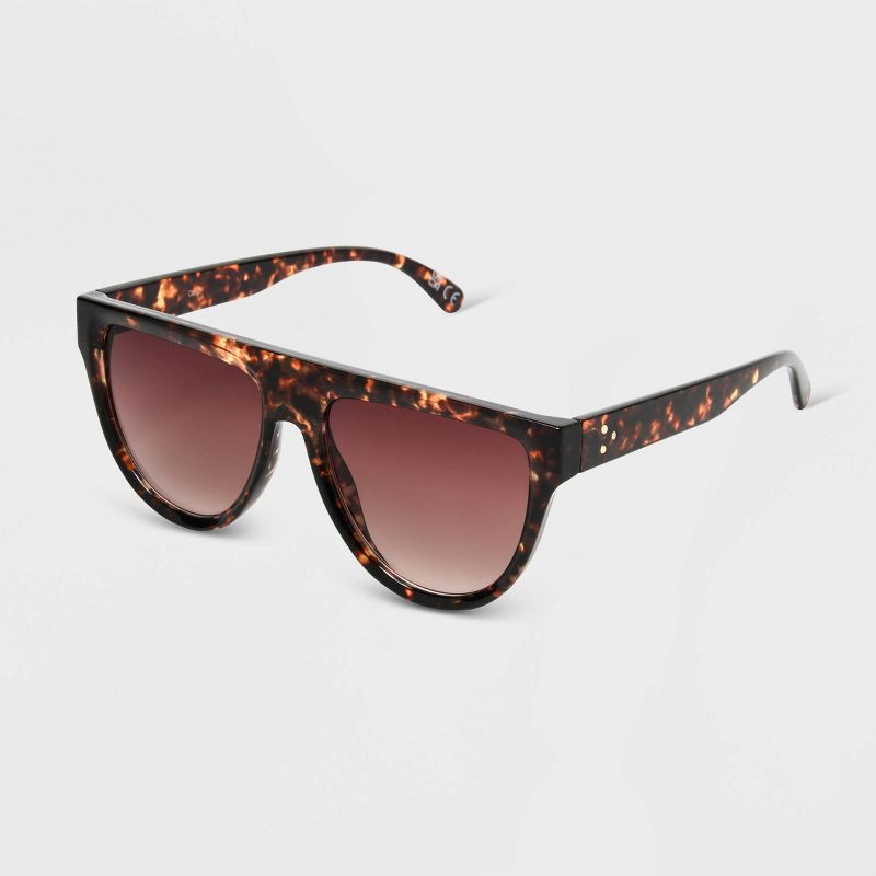 Women&#39;s Shiny Plastic Shield Sunglasses with Gradient Lens - Universal Thread&#8482; Brown/Tortoise Print, 3 of 7
