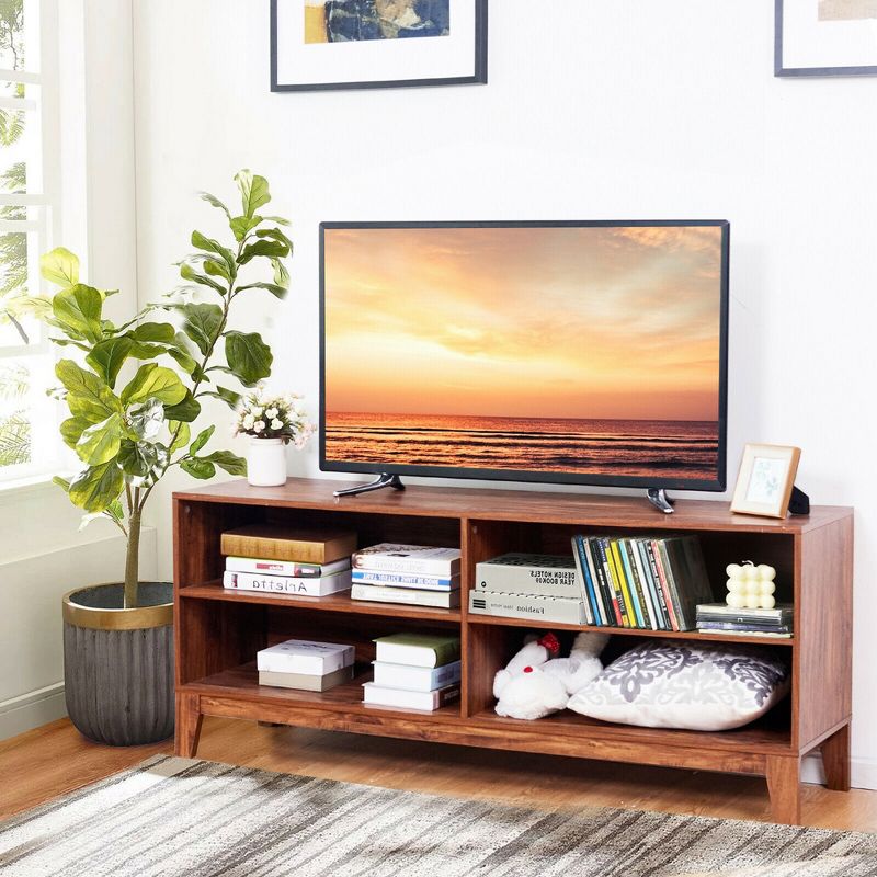 Costway 58'' Modern Wood TV Stand Console Storage Entertainment Media Center for Living Room, 3 of 11