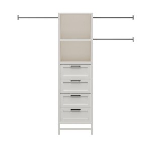Systembuild Evolution Luxe 4-Drawer/3 Adjustable Clothing Rod Closet Tower, Ivory Oak - 1 of 4
