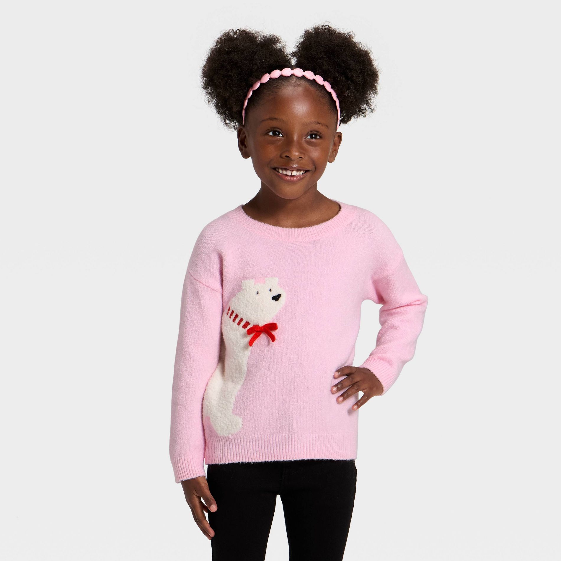 Toddler Girls' Jacquard Crewneck Pullover Sweater - Cat & Jack™ Pink
