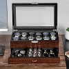 12 Slot Wooden Watch Box with Large Glass Lid, 2-Layer Watch Display Case with Drawer Watch Storage - 4 of 4