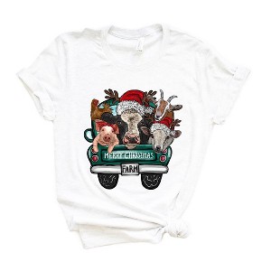 Simply Sage Market Women's Merry Christmas Farm Truck Short Sleeve Graphic Tee - 1 of 4