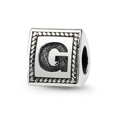 Black Bow Jewelry Triangle Block, Letter G Sterling Silver Bead Charm