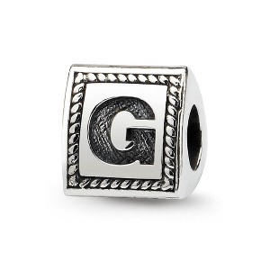 Black Bow Jewelry Triangle Block, Letter G Sterling Silver Bead Charm - 1 of 3