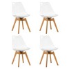 Dining Chairs Set Of 4, Clear Dining Chairs With 4 Oak Legs, Rotating Base 360 ° Rotation Armless Swivel Chair, Kitchen Dining Chair, White - 3 of 4