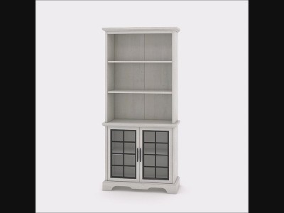 72" Winter Oak Adjustable Bookcase with Glass Doors