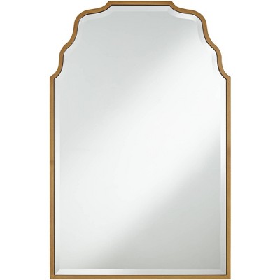 Noble Park Rectangular Vanity Decorative Wall Mirror Modern Beveled Waved Arched Lush Antique Gold Frame 26" Wide for Bathroom