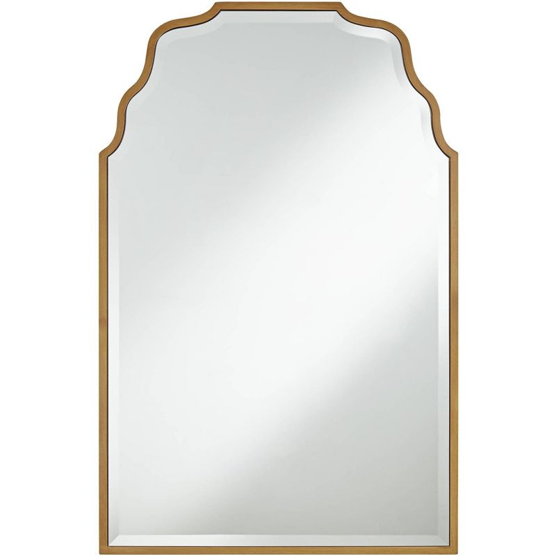 Noble Park Rectangular Vanity Decorative Wall Mirror Modern Beveled Waved Arched Lush Antique Gold Frame 26" Wide for Bathroom, 1 of 12