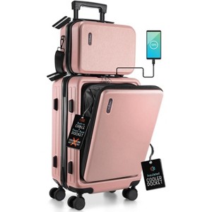 Airline Approved 22 Inch Carry On, Hard-shell Rolling Luggage with Durable Build, Includes Cosmetic Case - 1 of 4