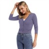BLUEMING Women’s Cropped Button-Front Cardigan - Textured Knit with 3/4 Sleeves & Elevated Everyday Silhouette - 3 of 4