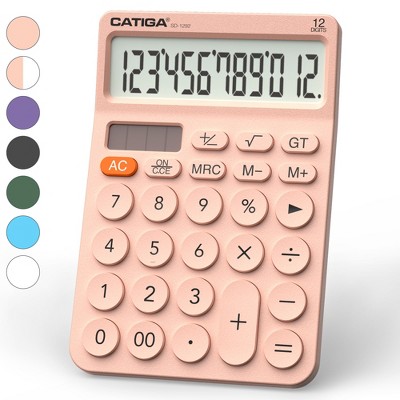 CATIGA 12 Digit Desktop Calculator with Large LCD Display, Round Design Big Button, for Office, Home, School, SD-1292