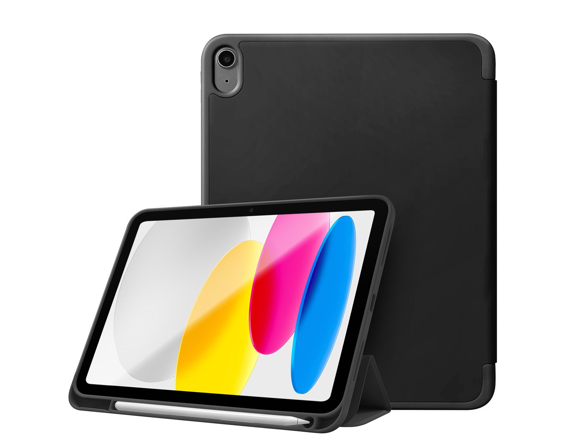 Vena For Apple iPad 10th Generation Case, iPad A16 Case Trifold Stand, iPad 11th Generation Case Pencil Holder, Slim Stand Protective Cover, Black