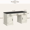Executive Desk with Drawers & Cabinets, Wood Computer Desk, Large Home Office Wrting Desk, White - 2 of 4