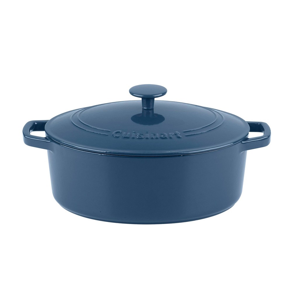 Cuisinart Chef&#039;s Classic 5.5qt Blue Enameled Cast Iron Oval Casserole with Cover - CI755-30BG