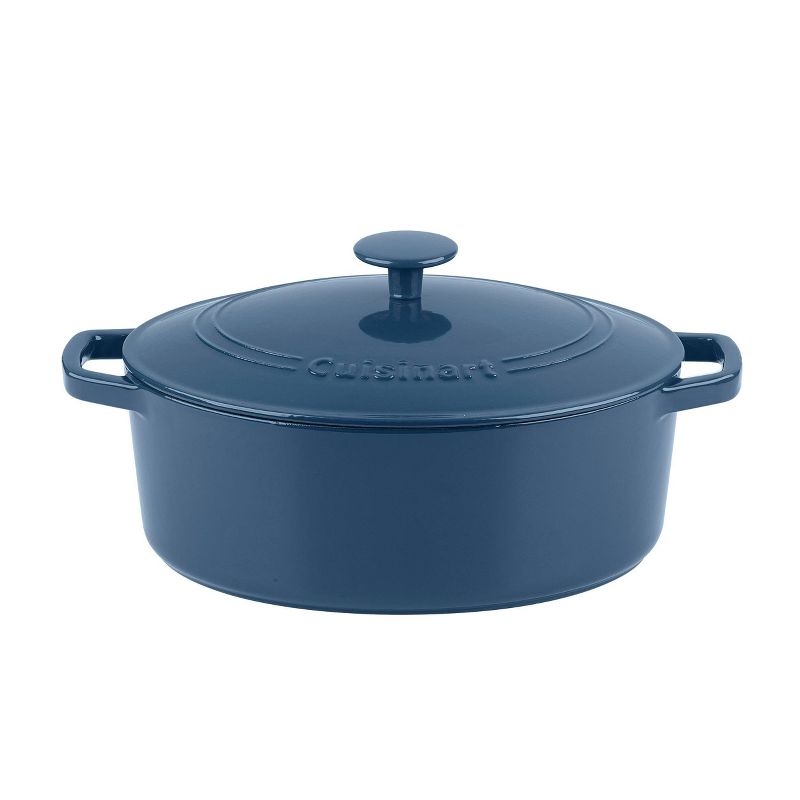 Cuisinart Chef&#39;s Classic 5.5qt Blue Enameled Cast Iron Oval Casserole with Cover - CI755-30BG, 1 of 6