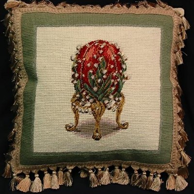 C&F Home 17" x 17" Red Faberge Egg Easter Needlepoint/Petit Point Pillow