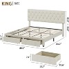 Homhougo Full Size Bed Frame, Upholstered Platform Bed Frame with Storage Drawers, Mattress Foundation with Solid Wooden Slats Support, Beige - 2 of 4