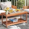 VINGLI Outdoor Wooden Coffee Table, 2-Tier Storage Rectangle Patio Coffee Table for Outside, Solid Wood Low Outdoor Table for Balcony Porch and Deck - 2 of 4