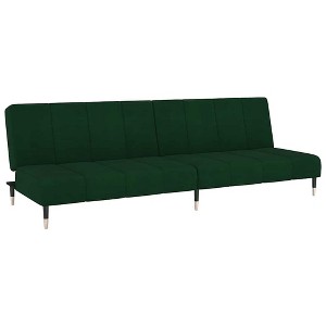 vidaXL 2-Seater Sofa Bed - Dark Green Velvet Upholstered Loveseat, Multi-Functional Twin Sleeper for Living Room/Studio - 1 of 4