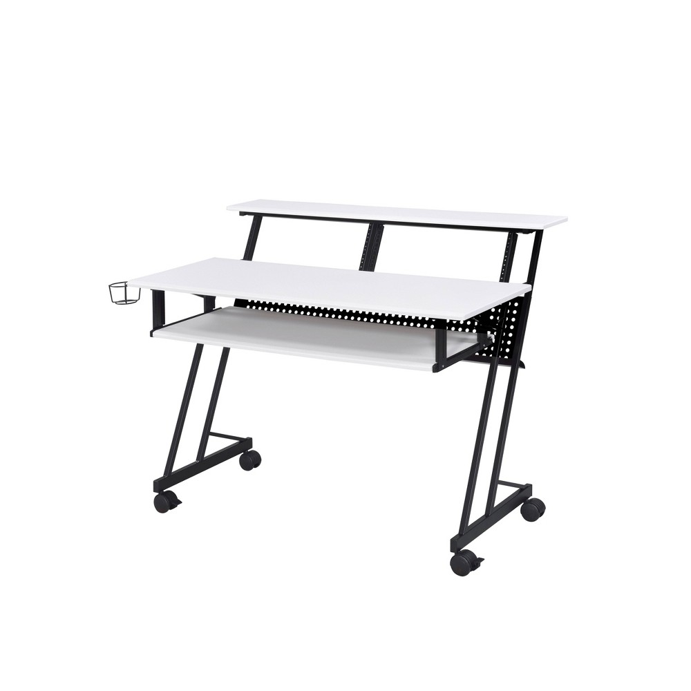 Photos - Office Desk Suitor Computer Desk White/Black - Acme Furniture: 45" Width, Metal Frame,