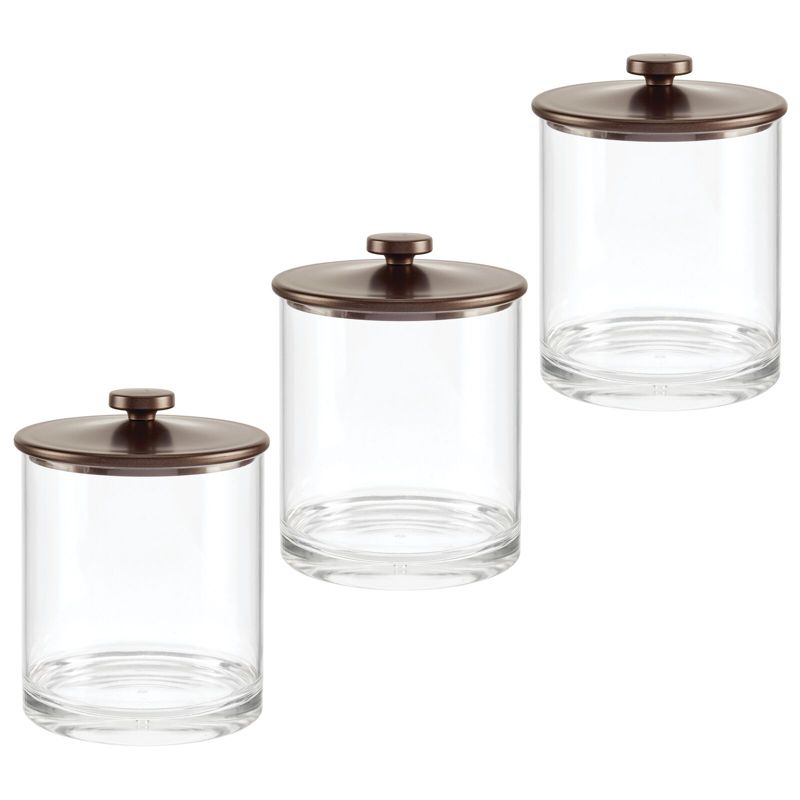 mDesign Round Storage Apothecary Canister for Bathroom, 3 Pack, 1 of 10