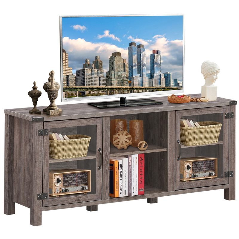 Costway TV Stand Entertainment Center for TV's up to 65'' w/ Storage Cabinets Deep Taupe, 1 of 11