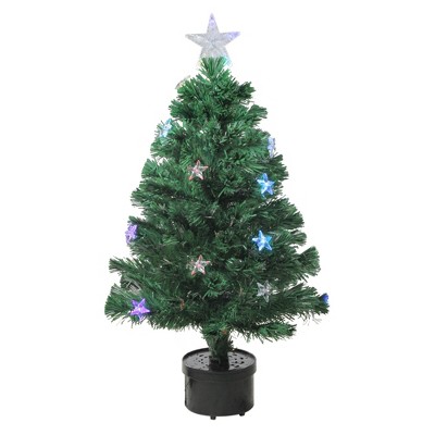  Northlight 3' Prelit Artificial Christmas Tree Color Changing Fiber Optic with Stars 