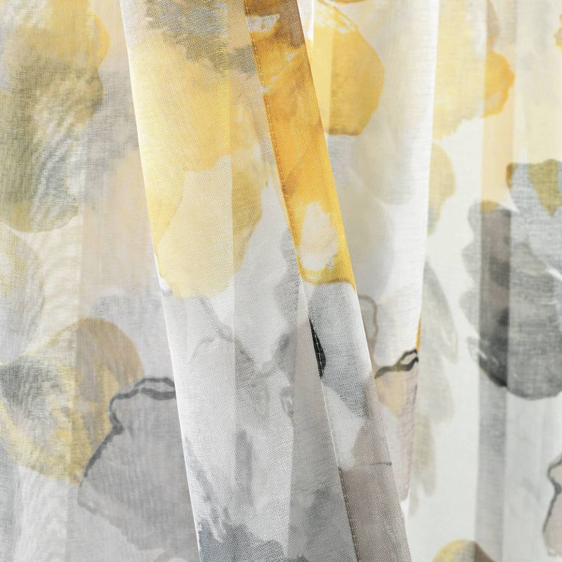 2pk 52&#34;x84&#34; Sheer Leah Curtain Panels Yellow/Gray - Lush D&#233;cor, 6 of 8